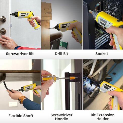 Enventor 4V Cordless Power Screwdriver Kit, Electric Screwdriver Set with 52pcs Accessories, 2000mAh Battery, Type-C Charging, 4.5Nm Screw Gun, 9+1 Torque Setting, 2 Position Handle, LED & Flashlight in Kuwait