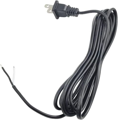 سلك تمديد قابس مسطح بسلكين 16AWG 2 Prong 8FT، استبدال سلك الطاقة للمثاقب والمطاحن والمكانس الكهربائية ومناشير ميتري ومناشير التقطيع وأجهزة الصنفرة والأجهزة والمحركات وما إلى ذلك أدوات الطاقة (أسود) in Kuwait