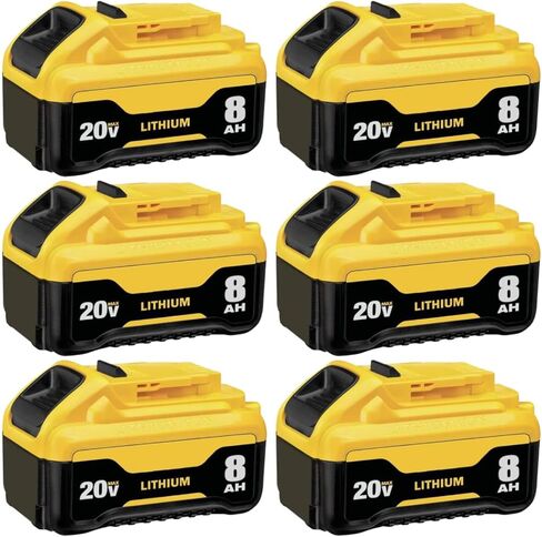 2Pack 8000mAh DCB200 Lithium-ion Battery Replacement for dewalt 20v Battery DCB200 DCB201 DCB203 DCB204 DCB206 DCB180 Compatible with Dewalt 20v Max Cordless Tools and Chargers with LED Indicator in Saudi Arabia