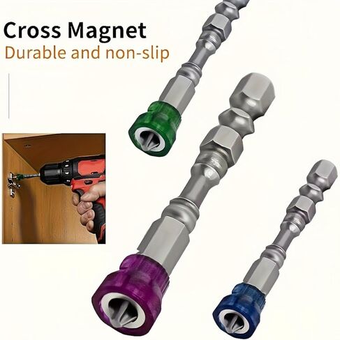 5pcs 65mm Magnetic Phillips Drill Bit Set, S2 Steel with 1/4" Hex Shank, Industrial Grade Power Screwdriver Bits for Impact Drivers, Magnetic Screwdriver Bits for DIY and Professional Use in Kuwait