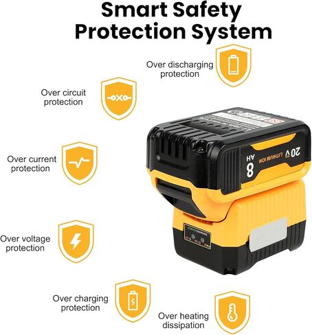 20V 8.0Ah Battery Replacement for Dewalt 20V MAX Battery and DCB112 Charger Combo,Compatible with DCB200 DCB201 Series Power Tools in Kuwait
