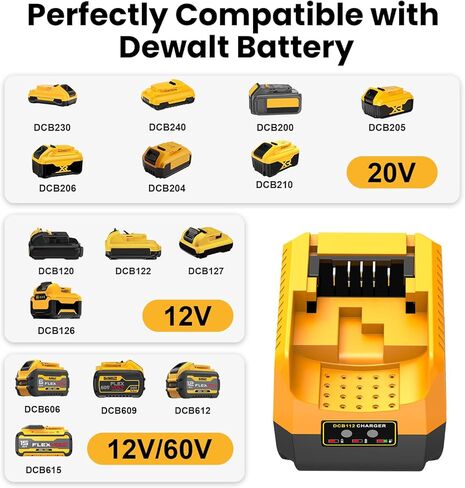 20V 8.0Ah Battery Replacement for Dewalt 20V MAX Battery and DCB112 Charger Combo,Compatible with DCB200 DCB201 Series Power Tools in Kuwait