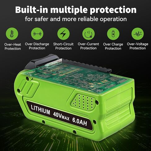 29462 Battery 6.0Ah Replacement for GreenWorks 40V Battery Compatible with GreenWorks Battery G-MAX Power Tools 29252 20202 22262 25312 25322 20642 22272 27062 21242 in Kuwait