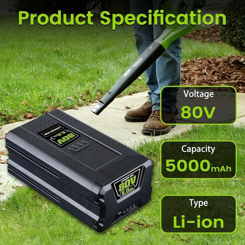 ترقية 5.0Ah بديلة لبطارية Greenworks 80V GBA80200 GBA80250 GBA80300 GBA80400 GBA80500، متوافقة مع أدوات الطاقة اللاسلكية Greenworks 80V in Kuwait