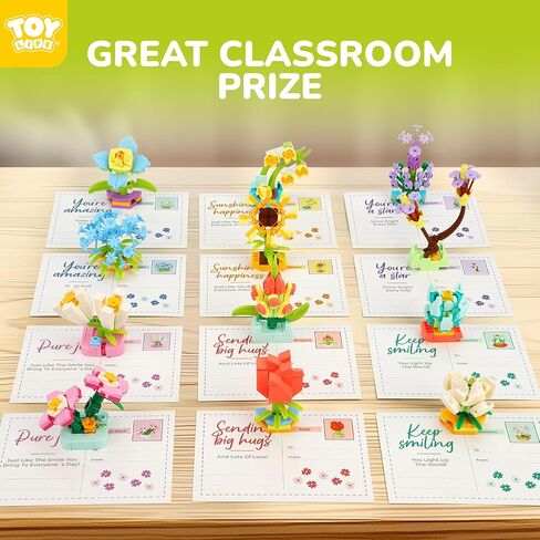 TOY Life 30 Pack Party Favors for Kids, Mini Flower Building Blocks Set for Classroom Prize, Flowers Building Toy for Kids with Gift Cards, Birthday Gifts Easter Basket Stuffers for Boys Girls 6+ in Saudi Arabia