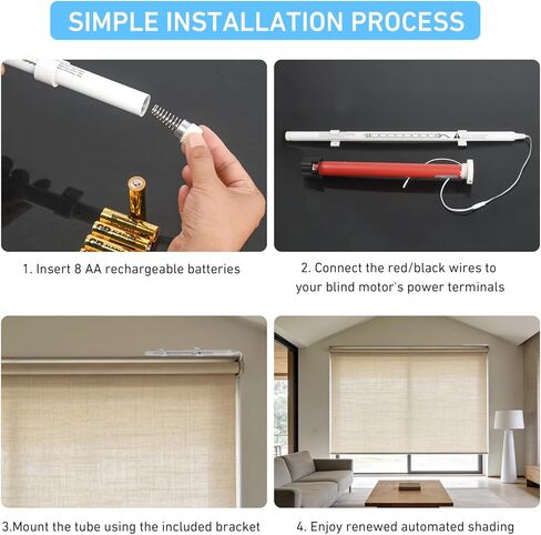 DC224K Reloadable Battery Tube - 12V Rechargeable Battery Wand for Motorized Shades, Uses 8 AA Batteries, Compatible with Tubular Motors in Kuwait