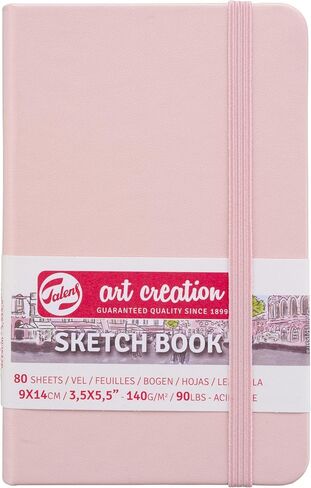 Tarens T9314-011M دفتر رسم Art Creations، دفتر رسم، 3.5 × 5.5 بوصة (9 × 14 سم)، وردي فاتح، السُمك: 4.9 أونصة/قدم مربع (140 جم/م2)، ورق ناعم خالٍ من الأحماض، 80 ورقة مجلدة in Kuwait