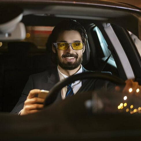 نظارات الرؤية الليلية DJ10094 مناسبة للنظارات، عدسات صفراء مضادة للوهج للرجال والنساء in Saudi Arabia