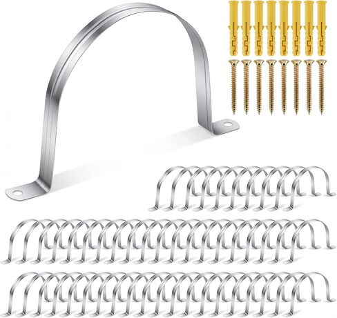 50 Pack Dust Collection Hose and Pipe Holder Adjustable Hangers Bracket, Don’t Broken Like Plastic After Long Time, Durable Spray Iron (Silver, 4.33 Inch) in Kuwait