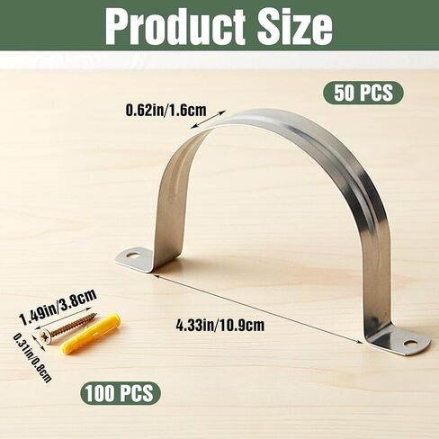 50 Pack Dust Collection Hose and Pipe Holder Adjustable Hangers Bracket, Don’t Broken Like Plastic After Long Time, Durable Spray Iron (Silver, 4.33 Inch) in Kuwait