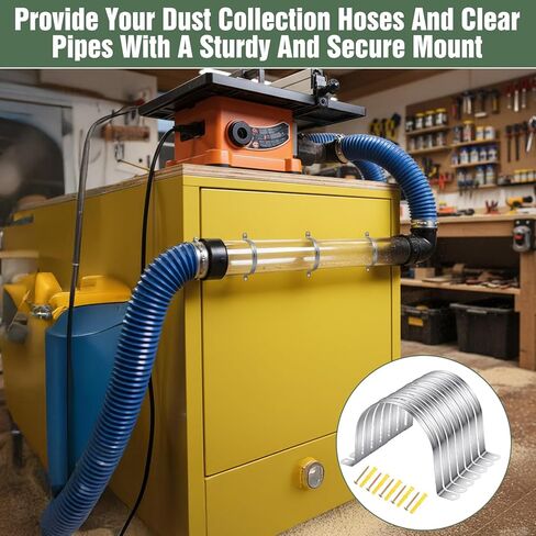 50 Pack Dust Collection Hose and Pipe Holder Adjustable Hangers Bracket, Don’t Broken Like Plastic After Long Time, Durable Spray Iron (Silver, 4.33 Inch) in Kuwait