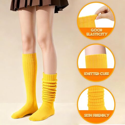 ROLVNHTV 6 Pairs Slouchy Socks Women Slouch Scrunch Sock Crew Tube Socks Long Casual Knee High Length Stockings in Saudi Arabia