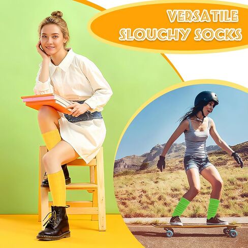 ROLVNHTV 6 Pairs Slouchy Socks Women Slouch Scrunch Sock Crew Tube Socks Long Casual Knee High Length Stockings in Saudi Arabia