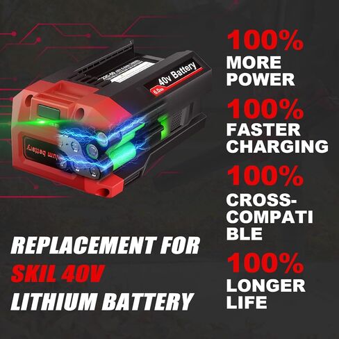 Replacement for Skil 40V Battery PWRCore Lithium Battery 6.0Ah BY8705-00, Compatible with PWRCore 40 Volt Cordless Power Tools and Chargers, for Skil Battery in Kuwait