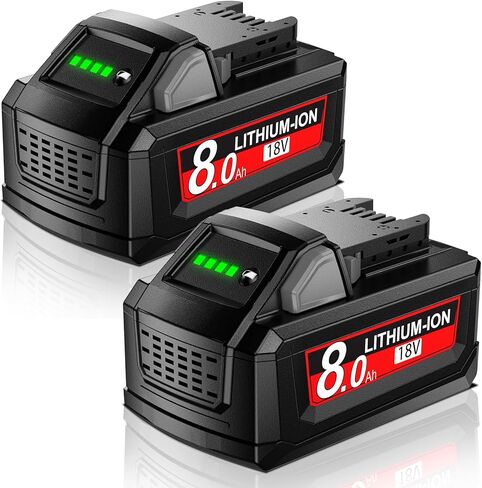 2Packs Upgraded 8.0Ah 18V Replacement for Milwaukee M18 Battery Lithium Compatible with Milwaukee M-18 18 volt Battery 48-11-1810 48-11-1820 48-11-1840 48-11-1850 48-11-1828 48-11-1860 Cordless Tools in Kuwait
