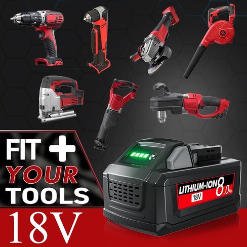 2Packs Upgraded 8.0Ah 18V Replacement for Milwaukee M18 Battery Lithium Compatible with Milwaukee M-18 18 volt Battery 48-11-1810 48-11-1820 48-11-1840 48-11-1850 48-11-1828 48-11-1860 Cordless Tools in Kuwait