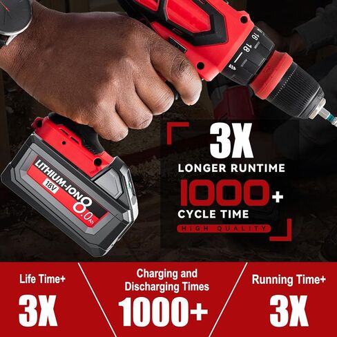 2Packs Upgraded 8.0Ah 18V Replacement for Milwaukee M18 Battery Lithium Compatible with Milwaukee M-18 18 volt Battery 48-11-1810 48-11-1820 48-11-1840 48-11-1850 48-11-1828 48-11-1860 Cordless Tools in Kuwait