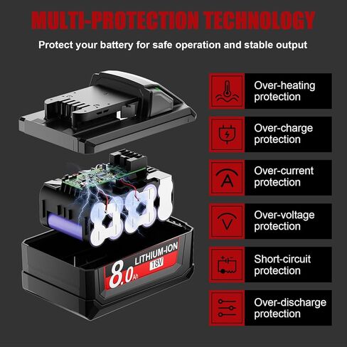 2Packs Upgraded 8.0Ah 18V Replacement for Milwaukee M18 Battery Lithium Compatible with Milwaukee M-18 18 volt Battery 48-11-1810 48-11-1820 48-11-1840 48-11-1850 48-11-1828 48-11-1860 Cordless Tools in Kuwait