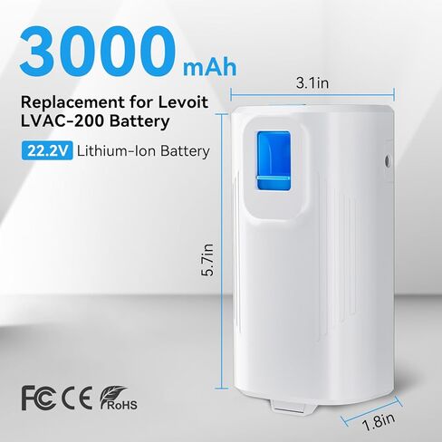 بطارية بديلة 3.0 أمبير في الساعة لجهاز Levoit LVAC-200، ترقية بطارية ليثيوم أيون 22.2 فولت متوافقة مع المكانس الكهربائية ذات العصا اللاسلكية Levoit lvac-200 LSV-V201-WUS in Kuwait