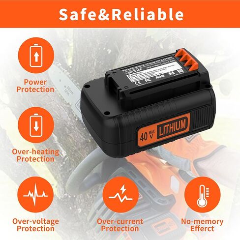 Powilling 40V 3.5A LBX2040 استبدال بطارية ليثيوم بلاك اند ديكر 40 فولت ماكس LBXR36 LBXR2036 LST540 LBX1540 LST136W مع شاحن سريع LCS40 LCS36 (ليس لـ B&D 20V) in Kuwait