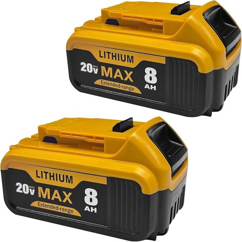 بطارية ليثيوم أيون 8.0Ah 20V MAX، عبوتان، متوافقة مع أدوات وشواحن سلسلة DeWalt DCB200 DCB201 DCB206 | وقت تشغيل طويل للمثاقب والمناشير in Saudi Arabia