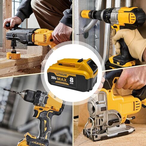 بطارية ليثيوم أيون 8.0Ah 20V MAX، عبوتان، متوافقة مع أدوات وشواحن سلسلة DeWalt DCB200 DCB201 DCB206 | وقت تشغيل طويل للمثاقب والمناشير in Saudi Arabia