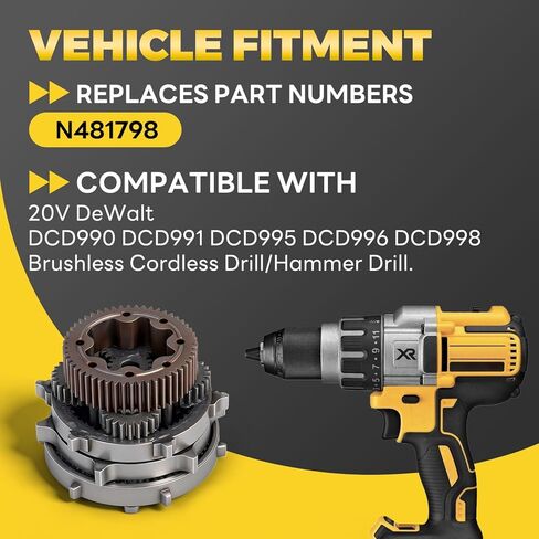 مجموعة تروس مطورة N481798 متوافقة مع 20 فولت DeWalt DCD990 DCD991 DCD995 DCD996 DCD998 مثقاب لاسلكي بدون فرشاة/مثقاب مطرقي in Kuwait