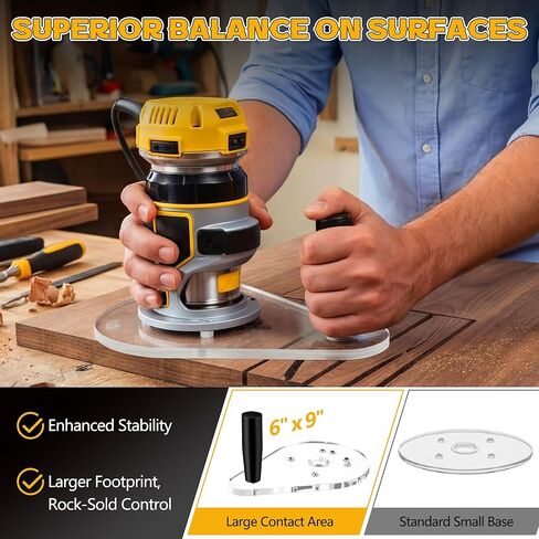 2 حزمة من لوحة قاعدة جهاز التوجيه مع مقابض قبضة، قاعدة جهاز توجيه متوافقة مع DeWalt DWP611 وDCW600B، أكريليك سميك 3/8 بوصة لبطانات التوجيه القياسية، ثبات معزز للأعمال الخشبية، 6 بوصة × 10 بوصة و6 بوصة × 9 بوصة in Kuwait