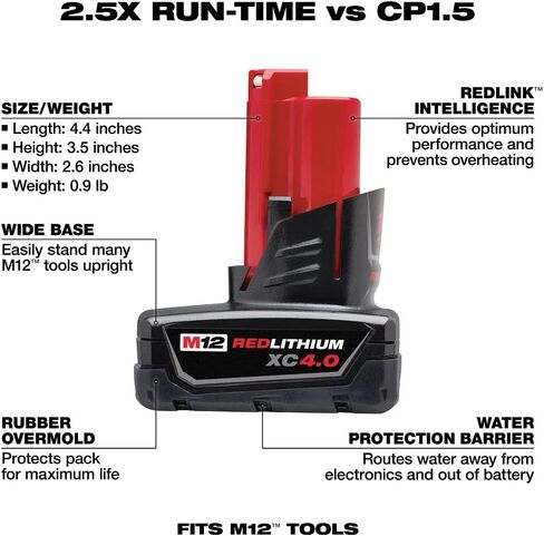 Milwaukee M12 12-Volt Lithium-Ion XC Extended Capacity 4.0 Ah Battery Pack (2-Pack) in Kuwait
