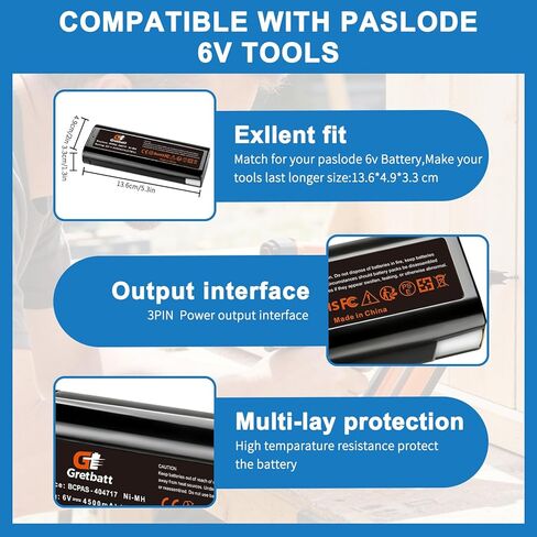 2X6V 4500mAh ni-mh تبديل البطارية ل Paslode 404717 B20544E BCPAS-404717 404400 900400 900420 900600 901000 902000 B207-3250 in Kuwait