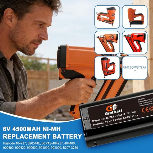 2X6V 4500mAh ni-mh تبديل البطارية ل Paslode 404717 B20544E BCPAS-404717 404400 900400 900420 900600 901000 902000 B207-3250 in Kuwait