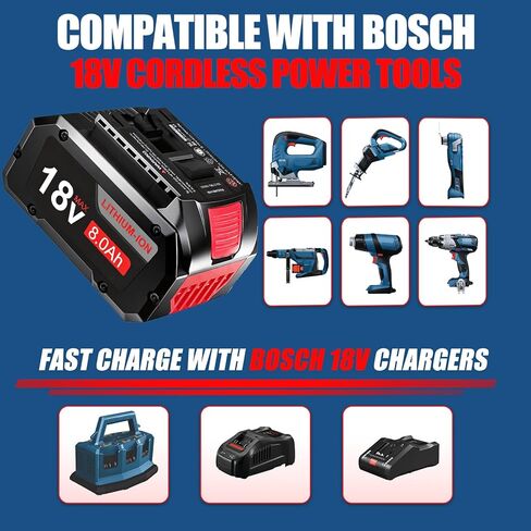 بطارية عالية الطاقة 8.0 أمبير في الساعة بديلة لبطارية بوش 18 فولت GBA18V40 GBA18V80 BAT609 BAT612، متوافقة مع أدوات الطاقة اللاسلكية بوش 18 فولت in Kuwait