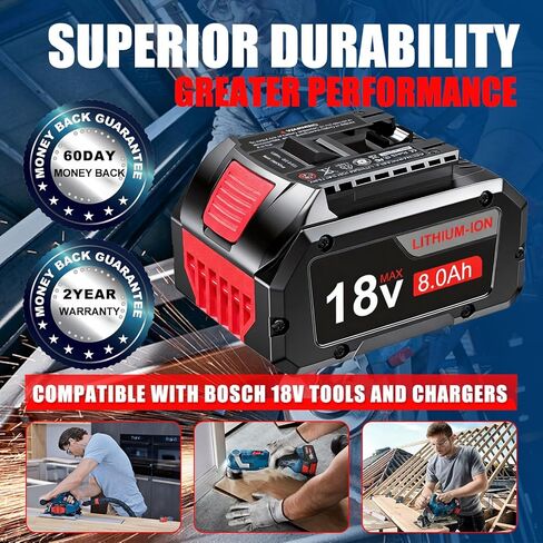 بطارية عالية الطاقة 8.0 أمبير في الساعة بديلة لبطارية بوش 18 فولت GBA18V40 GBA18V80 BAT609 BAT612، متوافقة مع أدوات الطاقة اللاسلكية بوش 18 فولت in Kuwait