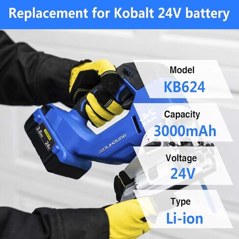 FSKE 2Pack 3.0Ah Lithium Battery Replacement for Kobalt 24v Battery KB624-03 KB524-03 KB424-03 in Kuwait