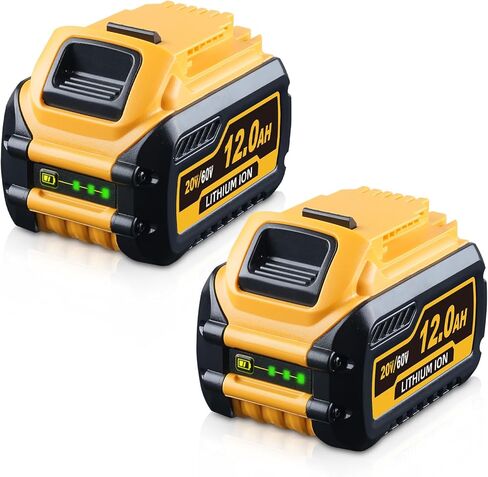 12.0Ah 2-Pack DCB612 بديلة لبطارية DeWalt 20V/60V DCB606 DCB609 DCB200 DCB206، متوافقة مع أدوات الطاقة اللاسلكية DeWalt 20V/60V in Kuwait