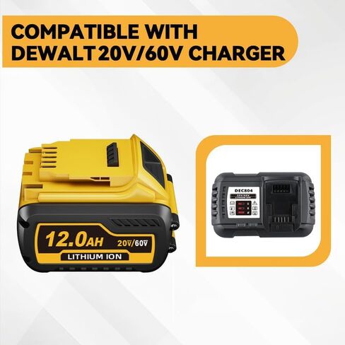 12.0Ah 2-Pack DCB612 بديلة لبطارية DeWalt 20V/60V DCB606 DCB609 DCB200 DCB206، متوافقة مع أدوات الطاقة اللاسلكية DeWalt 20V/60V in Kuwait