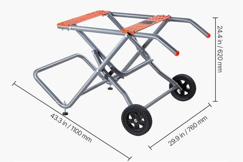 Heavy-Duty Portable Table Saw Stand - 350 lbs Capacity, Foldable and Rolling Design with 8-Inch Rubber Wheels, Easy Storage Solution for Woodworking Projects in Kuwait