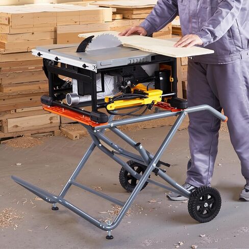 Heavy-Duty Portable Table Saw Stand - 350 lbs Capacity, Foldable and Rolling Design with 8-Inch Rubber Wheels, Easy Storage Solution for Woodworking Projects in Kuwait