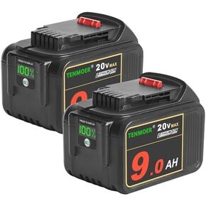 TENMOER 2-Pack 20V 9.0Ah Battery Compatible with Dewalt 20V Battery Replacement for Dewalt 20V Cordless Tools in Kuwait