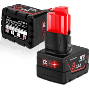 2 Pack 9.0Ah 12V Batteries Compatible with Milwaukee 12V Cordless Tools, Replaces 48-11-2412 48-11-2460 48-11-2401 (Not Made by Milwaukee) in Saudi Arabia