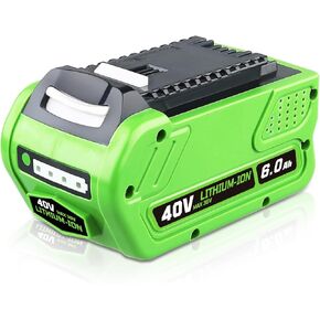 VANTTECH 6.0Ah 40V 29462 استبدال البطارية لبطارية Greenwokrs 40V المتوافقة مع أدوات سلسلة Greenworks 40V G-MAX جزازات المكانس (Green-6-2pcs) in Kuwait