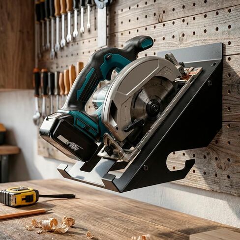 QWORK Circular Saw Holder Wall Mount, Heavy-Duty Metal Saw Storage Rack Organizer for Garage, Workshop & Shed, Universal Fit for Most Circular Saws, Space-Saving Power Tool Wall Organizer in Kuwait