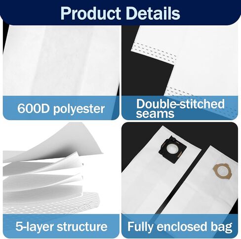 9 Packs 49-90-2016 Fleece Dust Bags Compatible with Milwaukee 0960-20, 0970-20 and 0960-21 Cordless Wet or Dry Packout Vacuums, M18 Vacuum Bag (9 Bags 3 Holders) in Kuwait