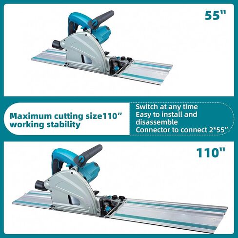194368-5 110" Track saw Guide Rail for Makita.Includes 2 * 55" makita Guide Rail, 2 Rail Connectors, Guide Rails Strip Bar and guide rail bag.Made of aviation-grade aluminum, it is unlikely to deform in Kuwait