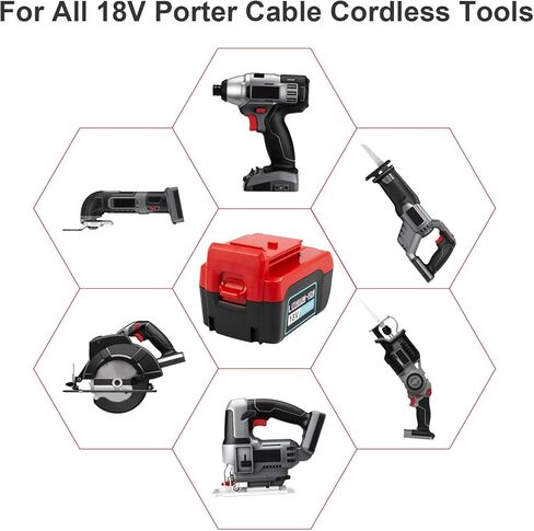 2 حزمة 18 فولت 6.0 أمبير استبدال بطارية ليثيوم أيون متوافقة مع بطاريات Porter-Cable PC18B PC18BLEX، تناسب الأدوات اللاسلكية 18 فولت، المناشير الدائرية، المناشير الترددية in Kuwait
