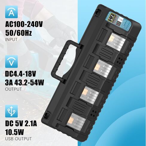 4-Port Rapid DC18SF Charger with USB Ports Replacement for Makita DC18RC DC18RD Charger Compatible with Makita 14.4V/18V LXT Lithium ion Battery BL1860B BL1850B BL18040B BL1830B BL1820B(White) in Saudi Arabia