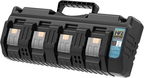 شاحن DC18SF سريع بأربعة منافذ مع استبدال منافذ USB لشاحن ماكيتا DC18RC DC18RD متوافق مع بطارية ليثيوم أيون ماكيتا 14.4 فولت/18 فولت LXT BL1860B BL1850B BL18040B BL1830B BL1820B (أبيض) in Kuwait
