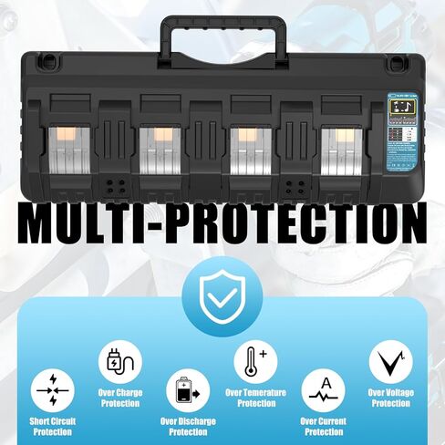 4-Port Rapid DC18SF Charger with USB Ports Replacement for Makita DC18RC DC18RD Charger Compatible with Makita 14.4V/18V LXT Lithium ion Battery BL1860B BL1850B BL18040B BL1830B BL1820B(White) in Saudi Arabia