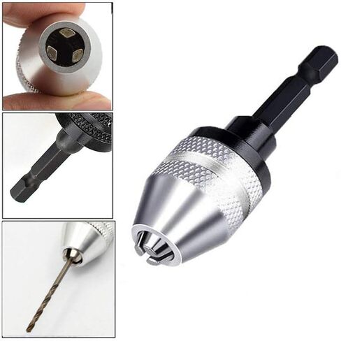 2 Pcs 1/4 Inch Hex Shank Keyless Drill Chuck Bit Fast Change Converter Extension Screwdriver Drill Adapter Impact Drill Tool 0.3-6.5 mm 0.3-3.6 mm in Kuwait