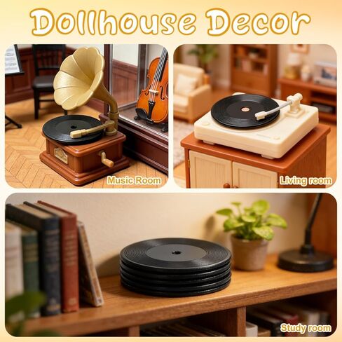 سجل Aboofan Dollhouse 6pcs Dollhouse Miniature Records 1:12 Scale Mini Record Miny Music Room Furniture Model Doll Accoun in Kuwait
